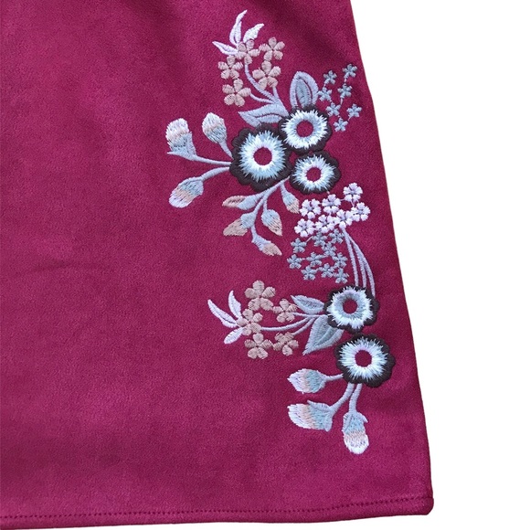 Embroidered Suede Mini Skirt - Picture 2 of 4